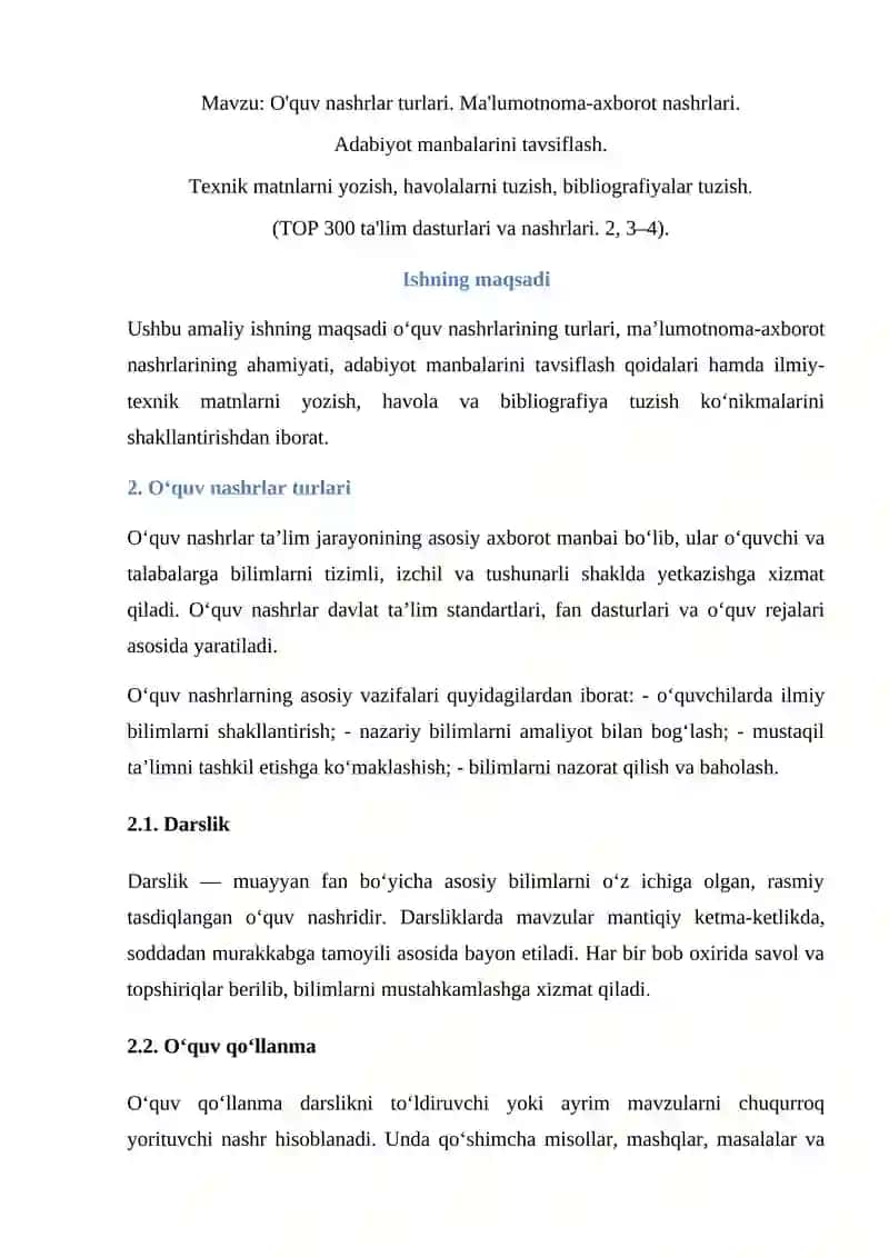 O‘quv nashrlar turlari 2