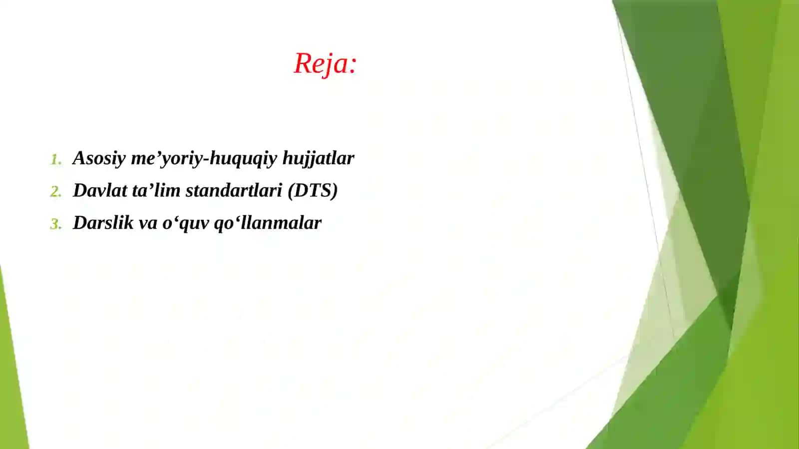 O‘qitishning me'yoriy hujjatlari bilan tanishish 2