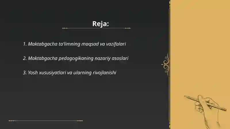 Maktabgacha pedagogikaning umumiy asoslari 2