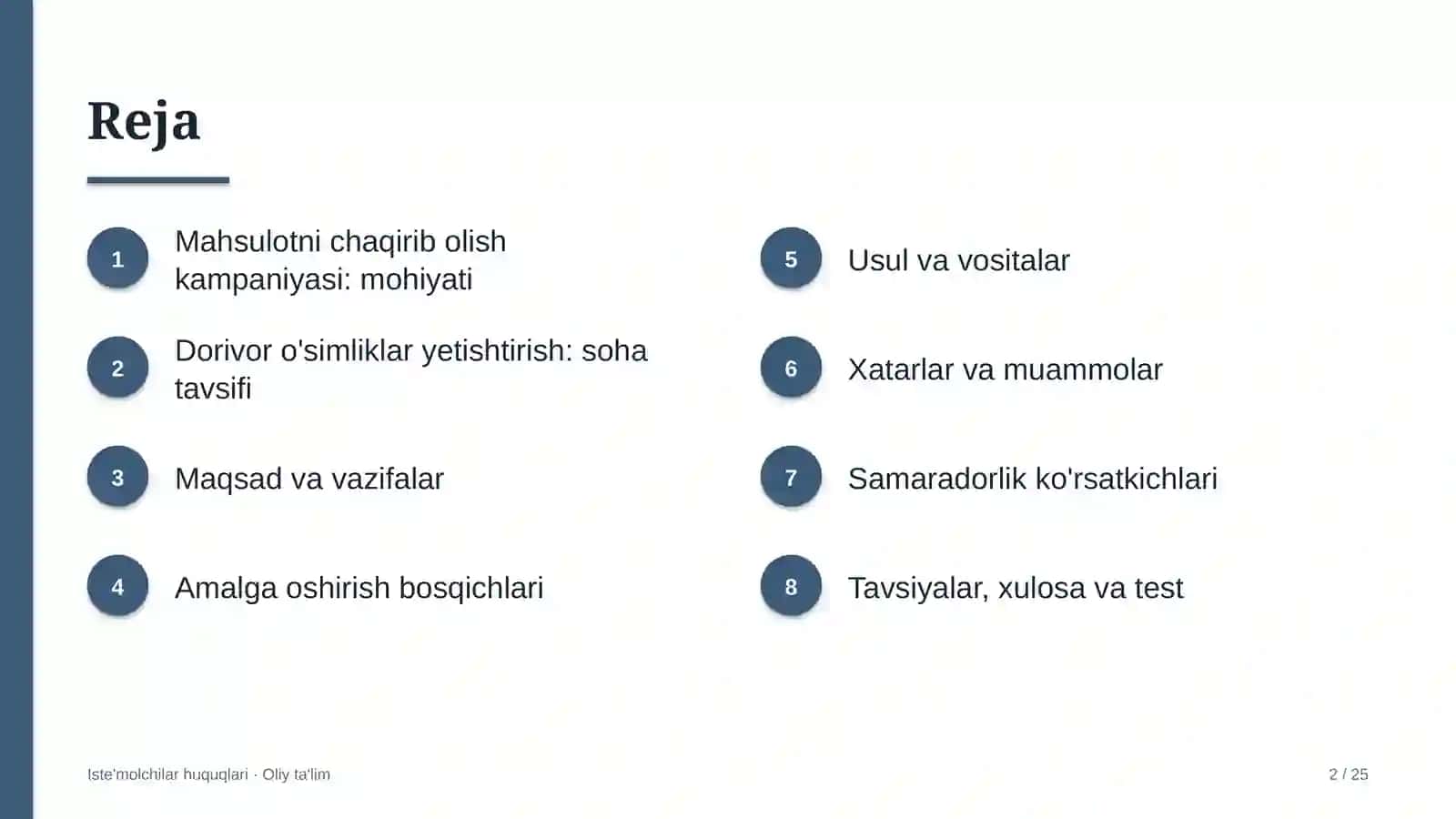Iste'molchilar huquqlari · Oliy ta'lim 2