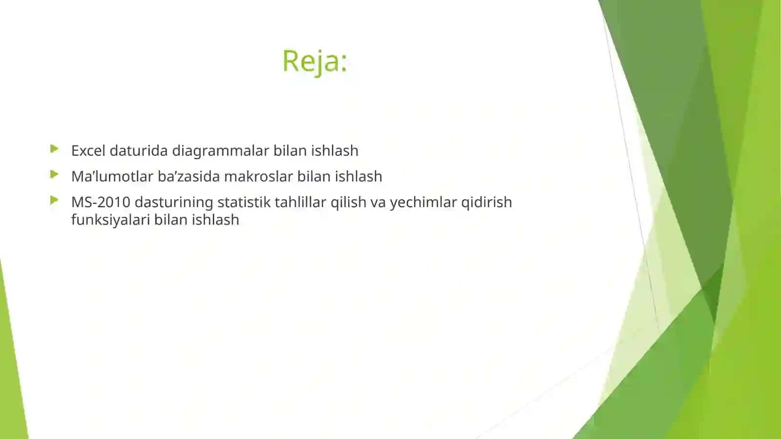 Exceldaturida diagrammalar bilan ishlash 2