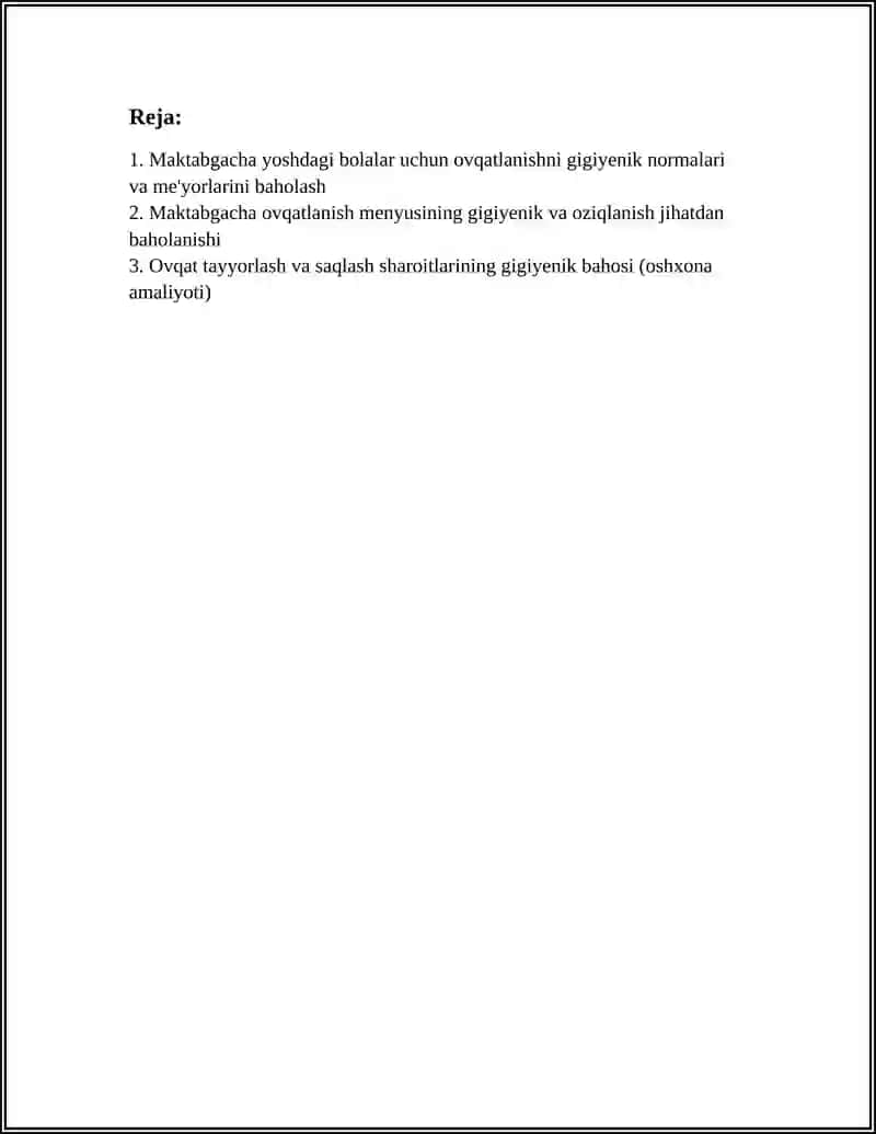 MAKTABGACHA TARBIYA YOSHIDAGI BOLALAR OVQATLANISHINI GIGIYENIK BAHOLASH 2