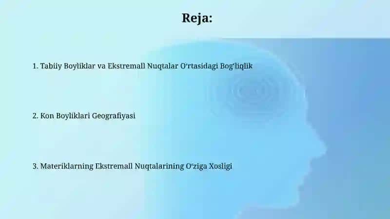 Materiklarning chekka nuqtalarining o'ziga hoslgi, foydali qazilmalar 2