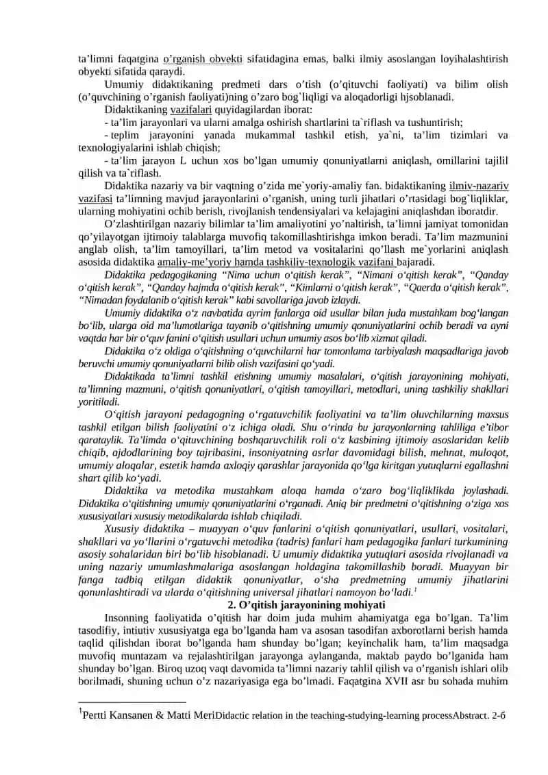 Didaktika - O‘qitish Nazariyasi 2