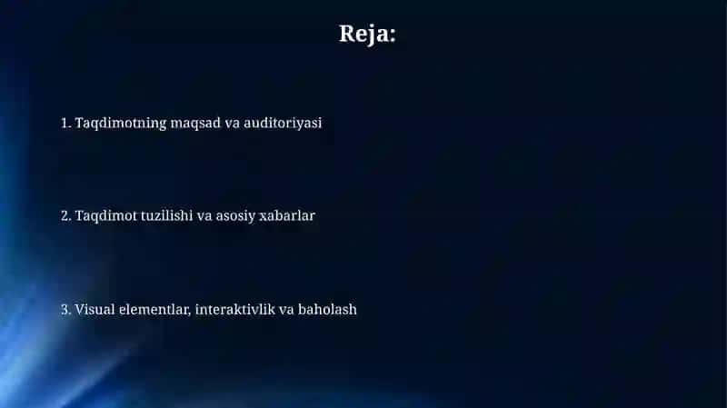 Taqdimotning maqsad va auditoriyasi 2
