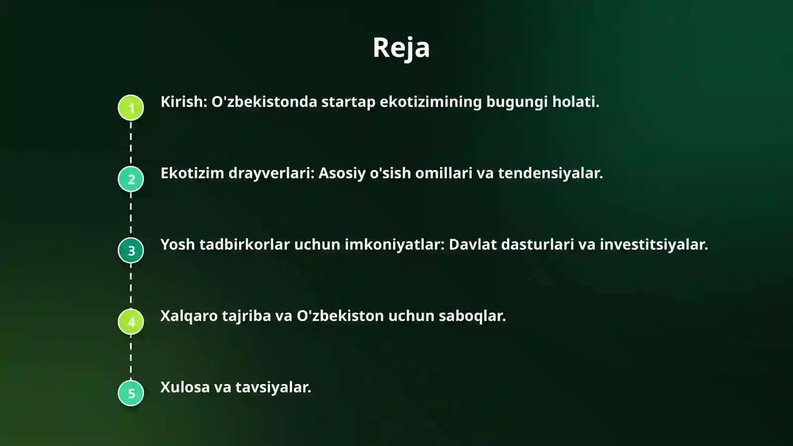 O’zbekiston  startap ekotizmining drayverlari va yosh tadbirkorlar uchun amaldagi imkoniyatlar 2