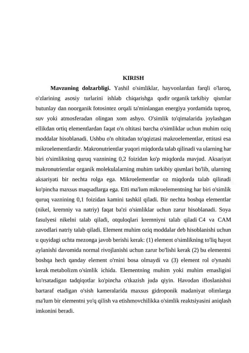 Azotning o'simliklar hayotidagi o'rni. O'simliklarning azot bilan oziqlanishining o'ziga xosligi 2