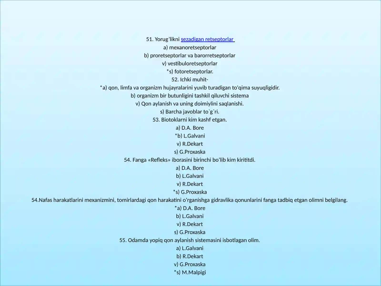 Yorug’lik nisezadigan retseptorlar 2