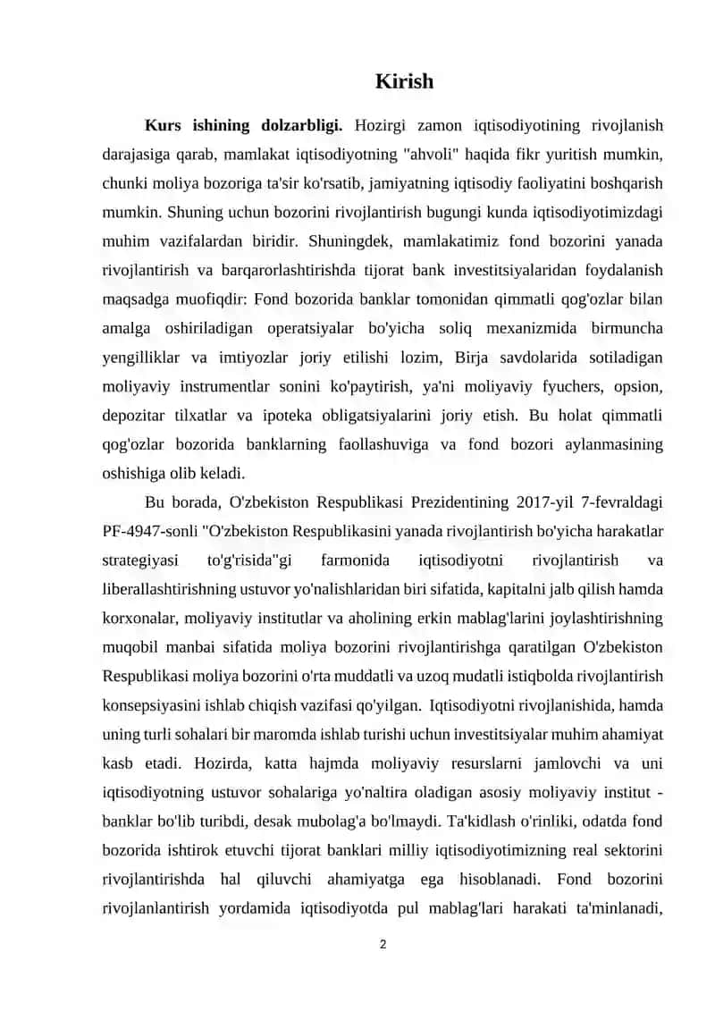 Fond bozorida moliyaviy instrumentlar daromadliligi tahlili 2