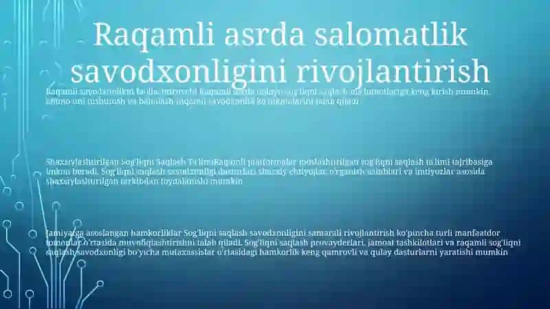 Axborotlashgan Jamiyatda Medisavodxonlikning Rivojlanishi 2