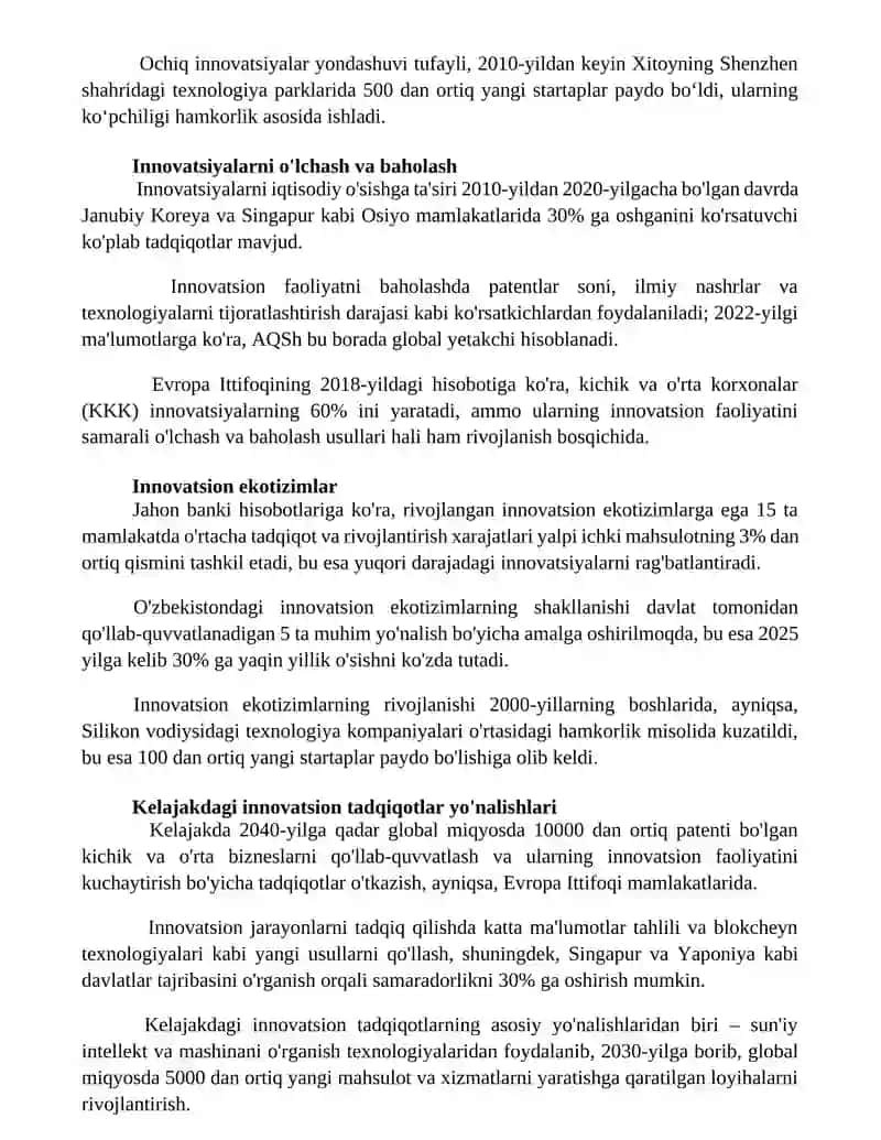 Innovatsion jarayonlar tadqiqotlari evolyutsiyasi 2