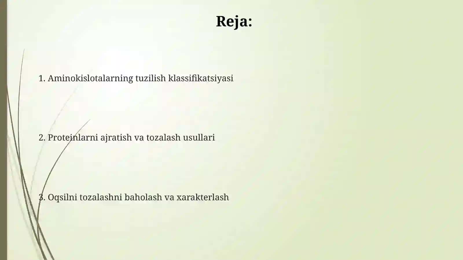Aminokislotalarning strukturaviy klassifikatsiyasi. Oqsillarni ajratib olish va tozalash usullari 2