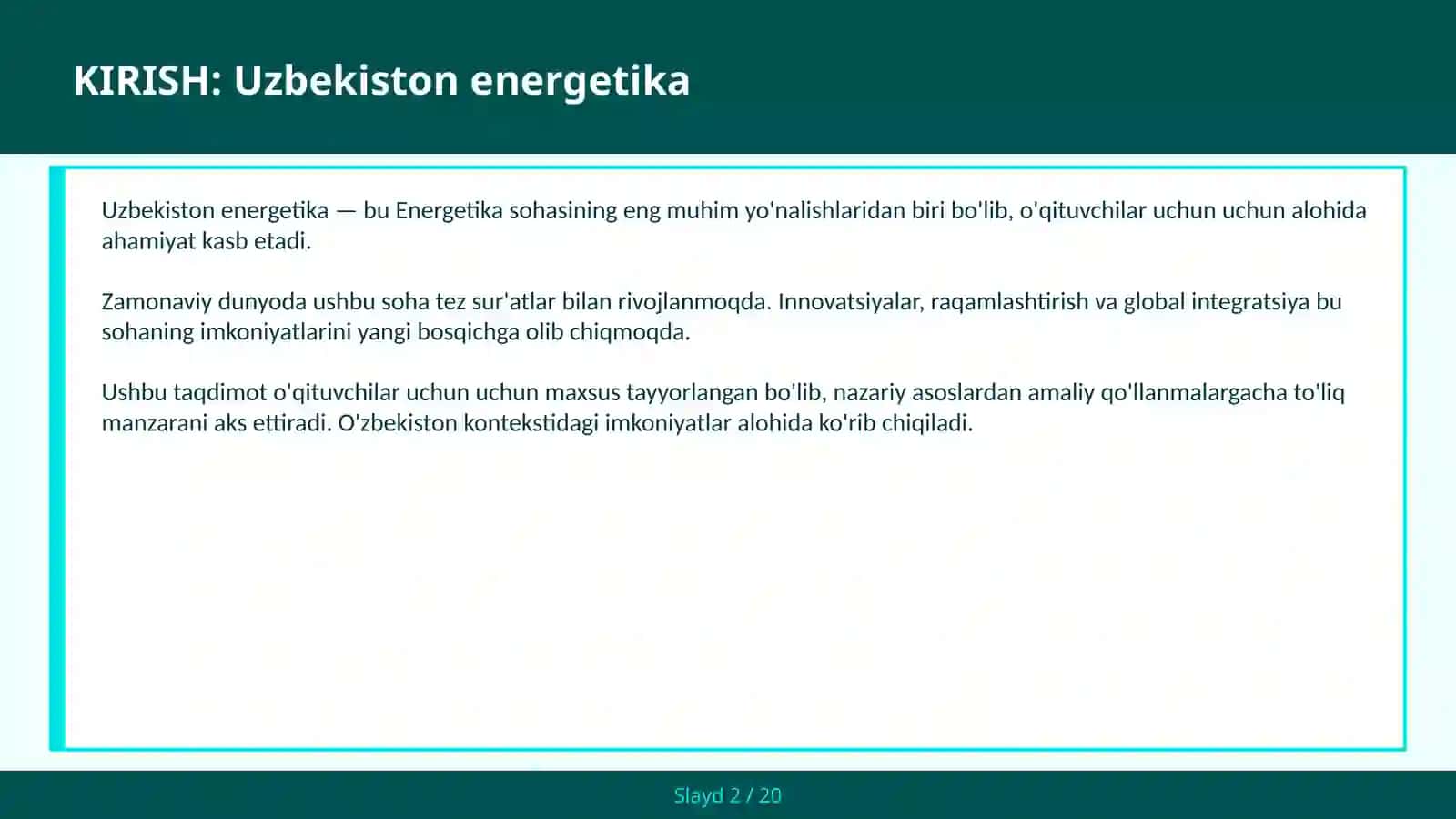 Uzbekiston energetika 2