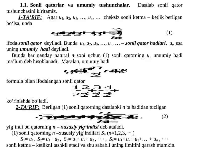 SONLI  QATORLAR  VA ULARNING  YAQINLASHUVI 2