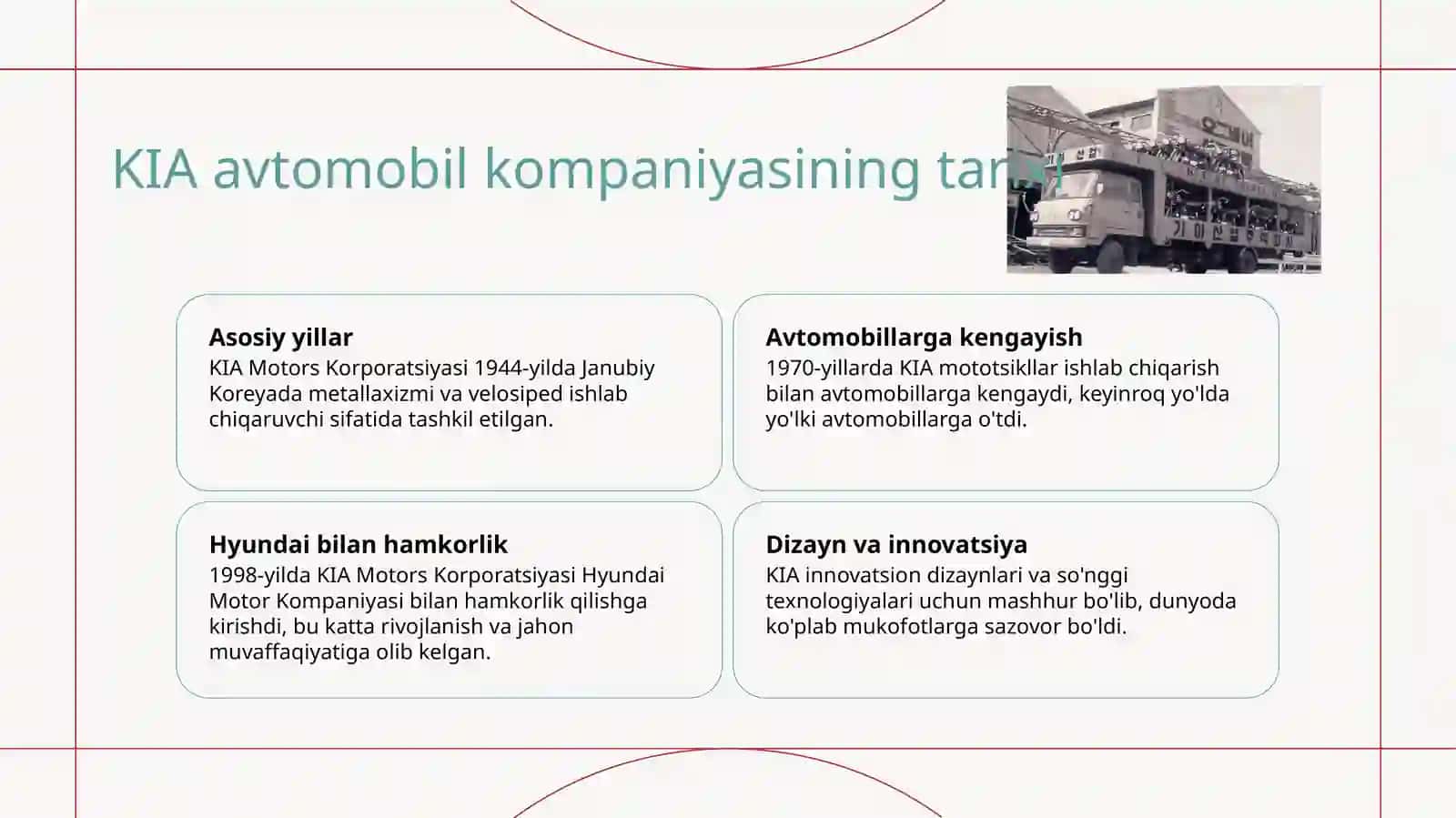 KIA avtomobil kompaniyasining tarixi 2