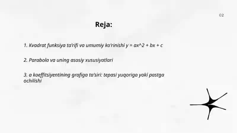 Kvadrat funksiya va uning grafigi 2