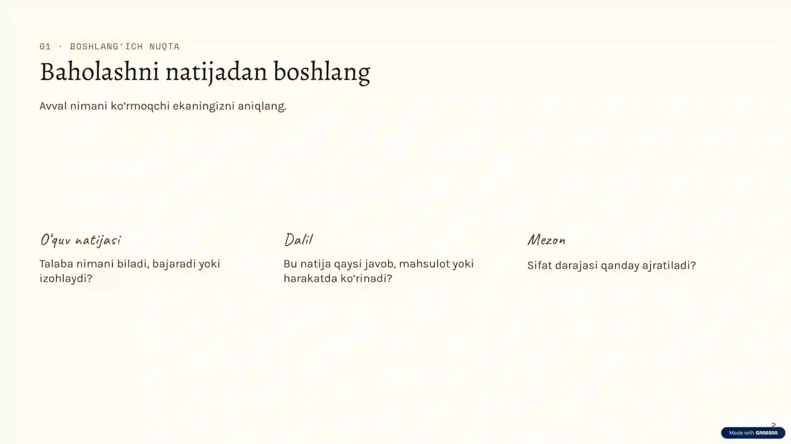 MUTAXASSISLIK FANI · BAHOLASH 2