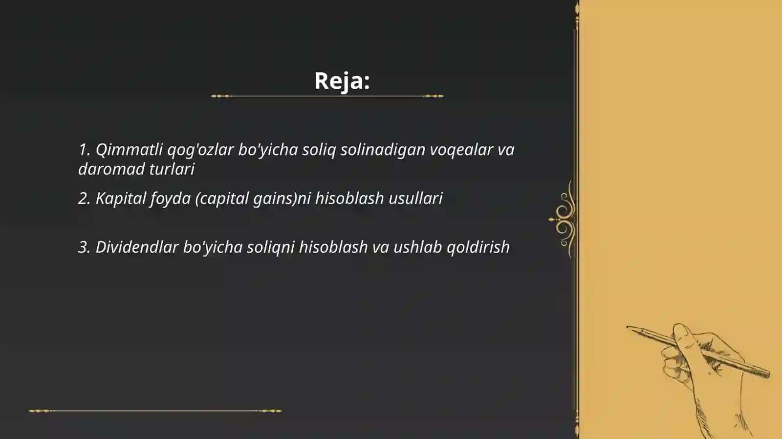 Qimmatli qog'ozlar bilan operatsiyalar bo'yicha soliqni hisoblash 2