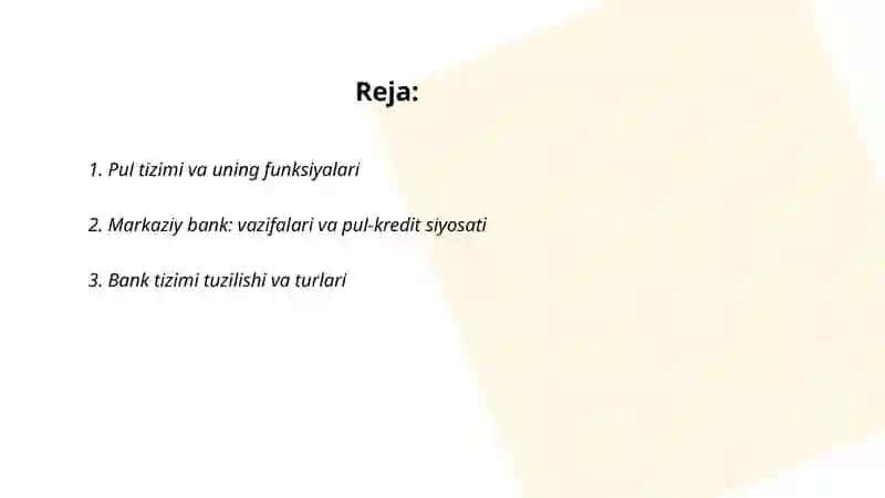 Moliya pul va bank tizimi 2