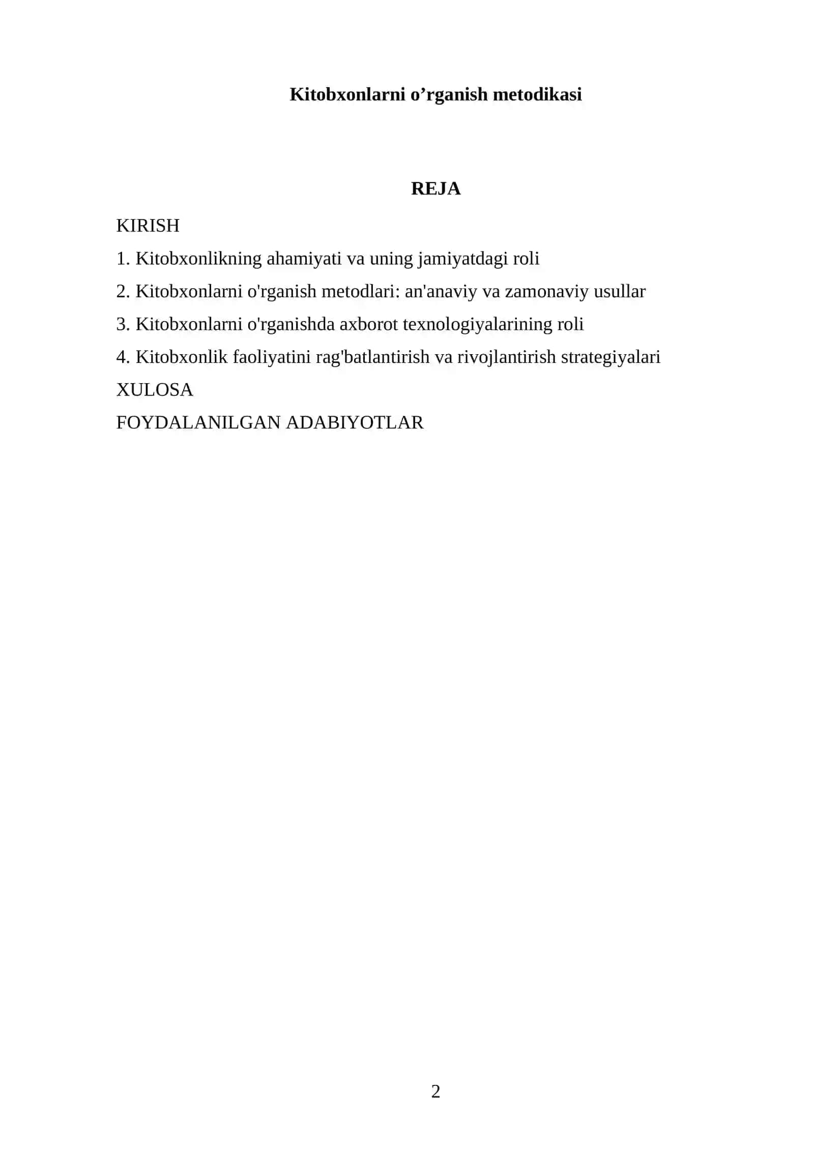 Kitobxonlarni o’rganish metodikasi 2