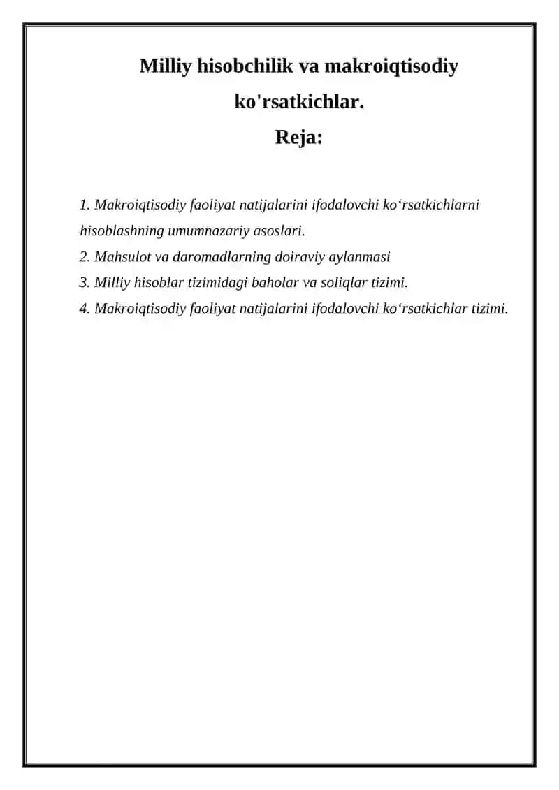 MILLIY HISOBCHILIK VA MAKROIQTISODIY KO'RSATKICHLAR 2