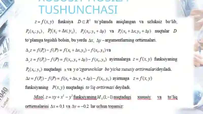 Xususiy hosilalar. To’la differensial 2