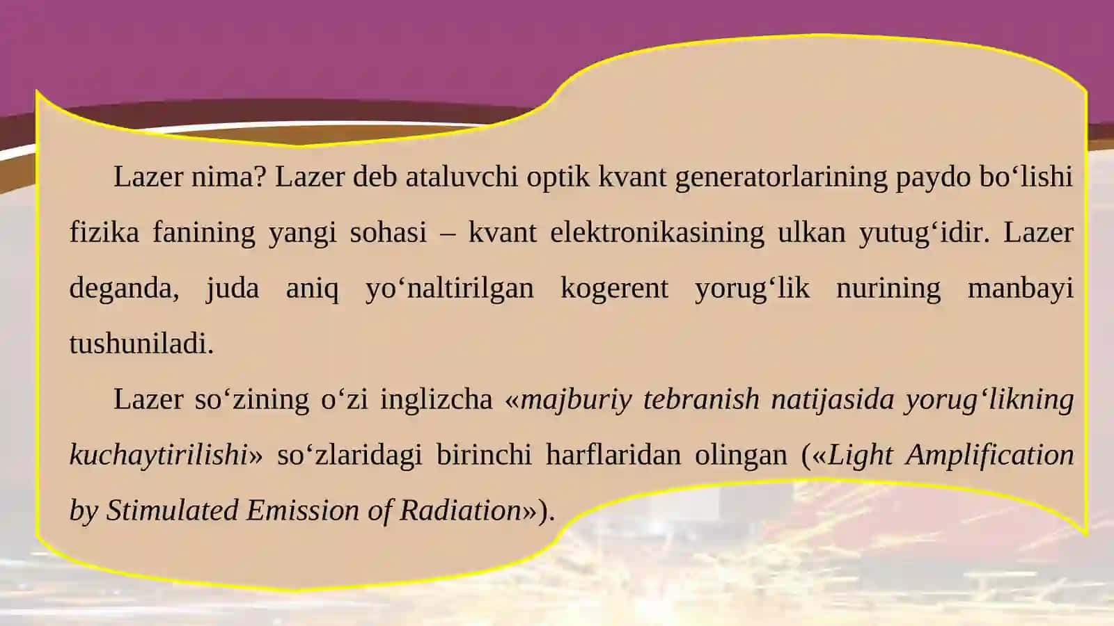 11-sinf fizika darsligi: lazer va ularning turlari 2