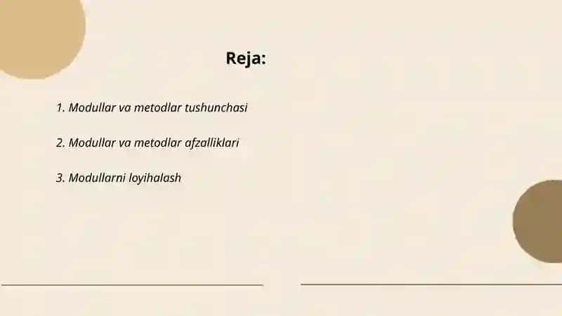 Modullar va metodlar 2
