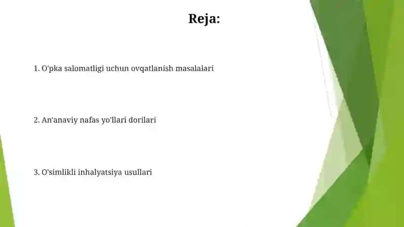 O'pka salomatligi uchun ovqatlanish masalalari 2