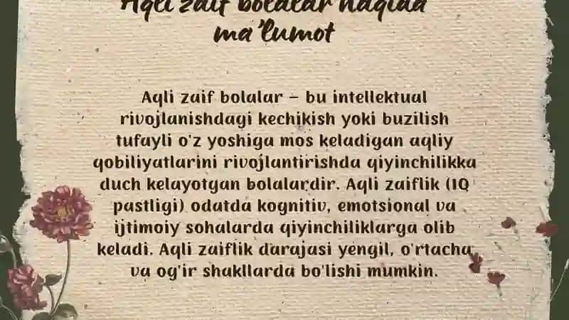 Aqli zaif bolalar haqida ma’lumot 2