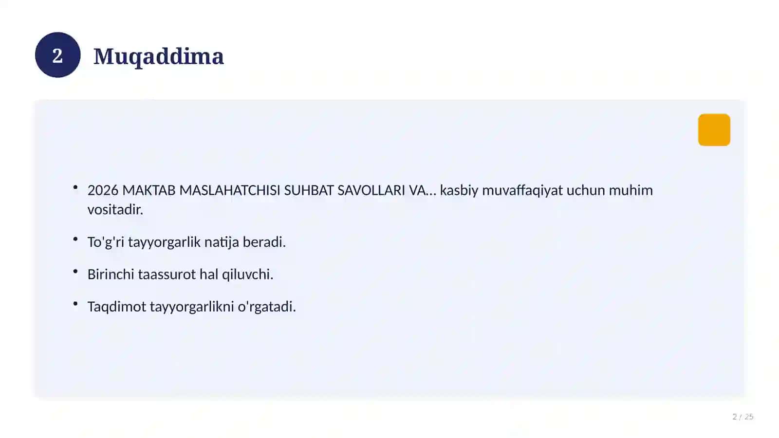 2026 MAKTAB MASLAHATCHISI SUHBAT SAVOLLARI VA JAVOBLARI. TESTLARI BILAN 2