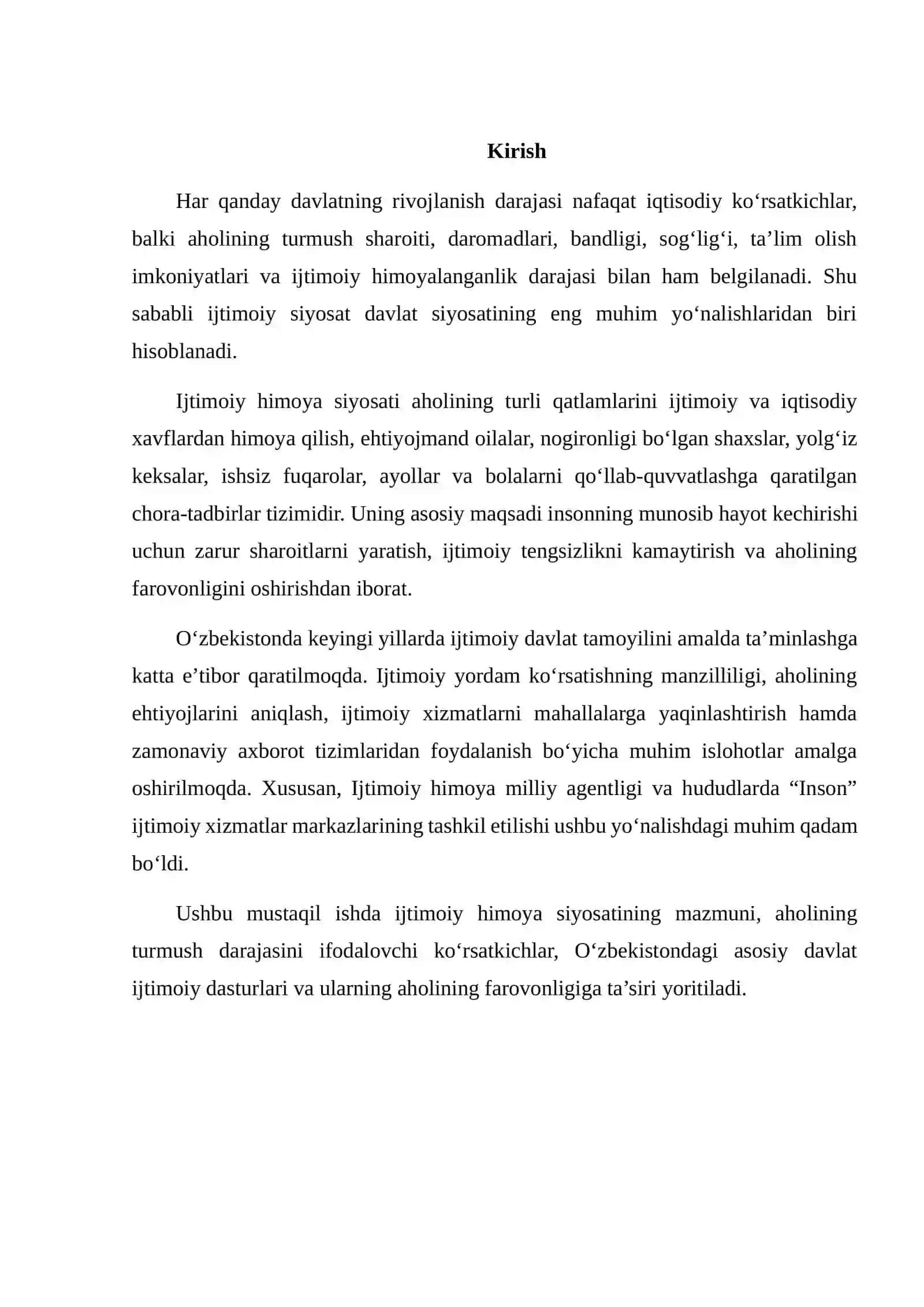 IJTIMOIY HIMOYA SIYOSATI VA AHOLINING TURMUSH DARAJASI 2