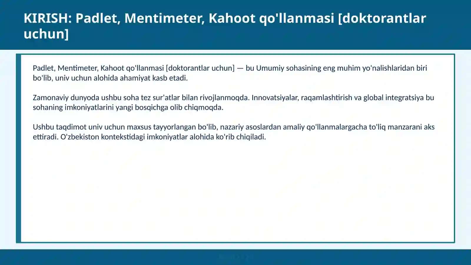 Kahoot qo'llanmasi [doktorantlar uchun] 2