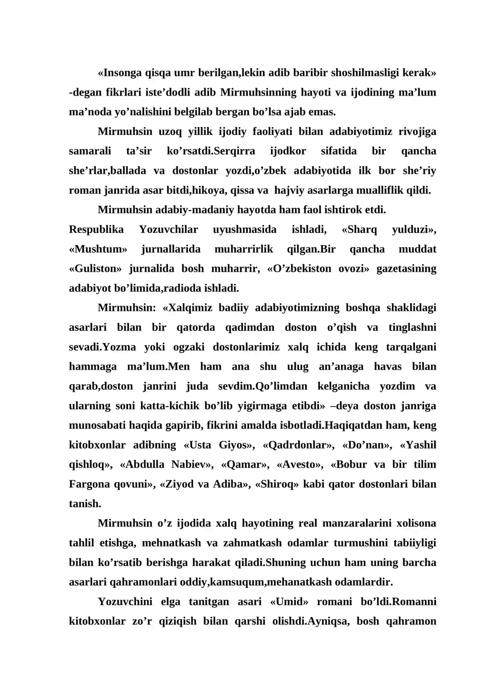 MIRMUHSIN HAYOTI VA IJODI 2