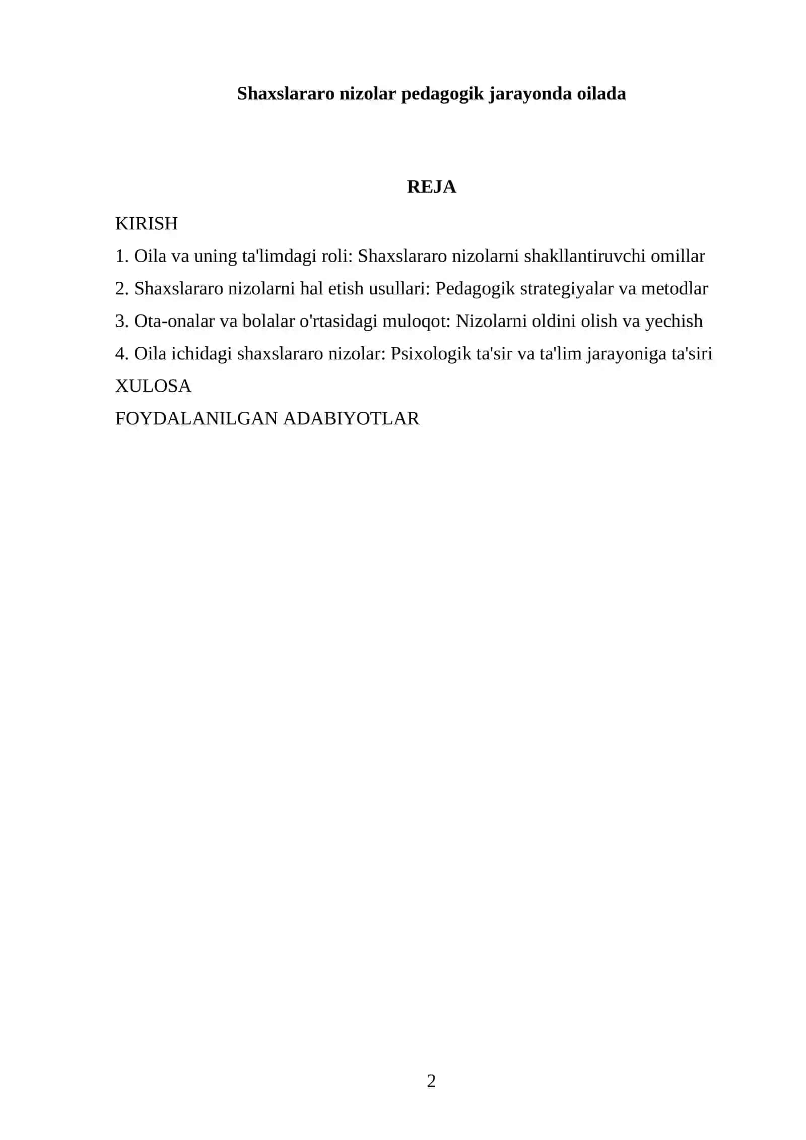 Shaxslararo nizolar pedagogik jarayonda oilada 2