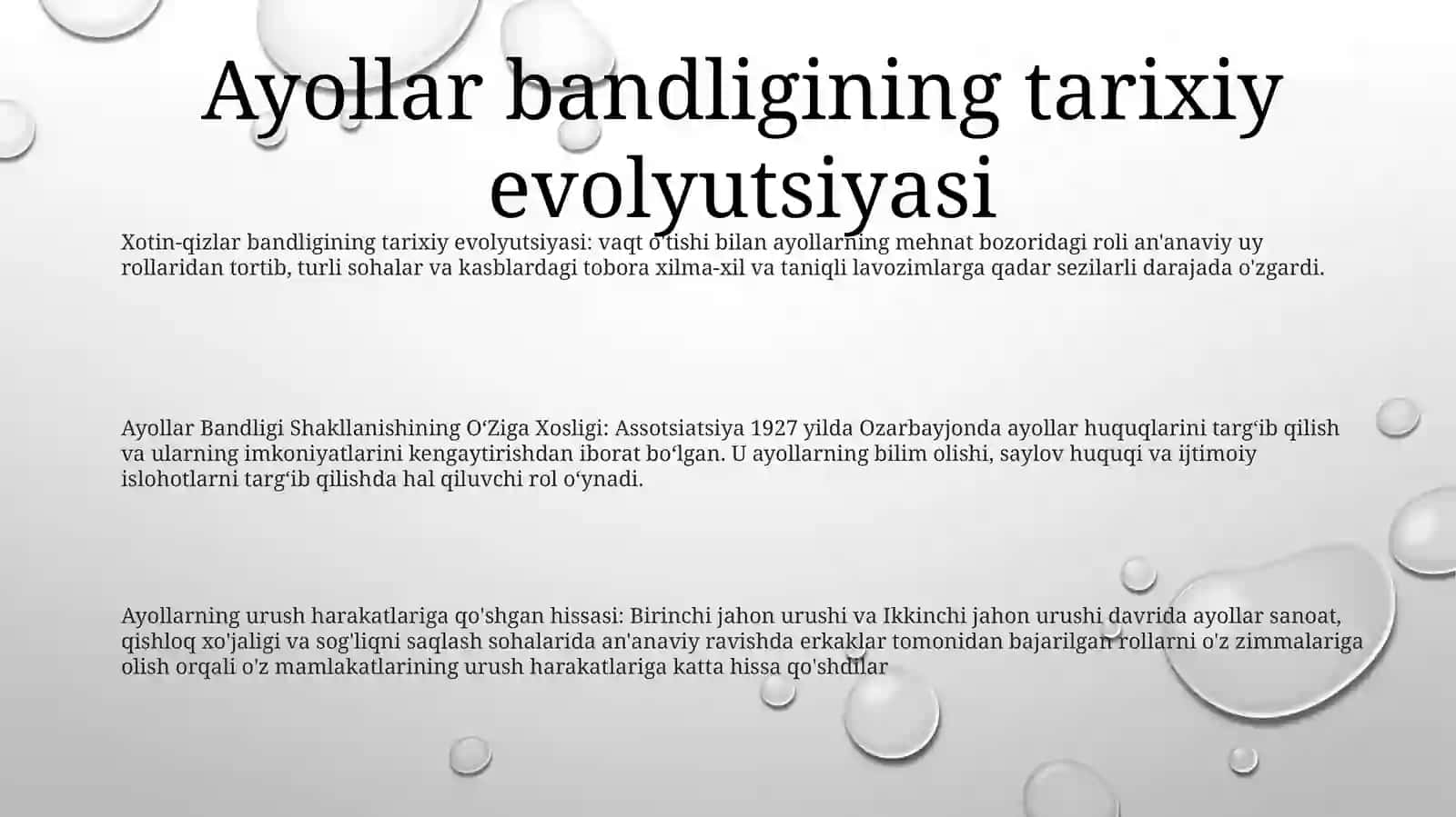 Ayollar Bandligi Shakllanishining OʻZiga Xosligi 2