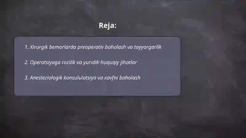 Xirurgik bemorlarni davolash bosqichlari 2