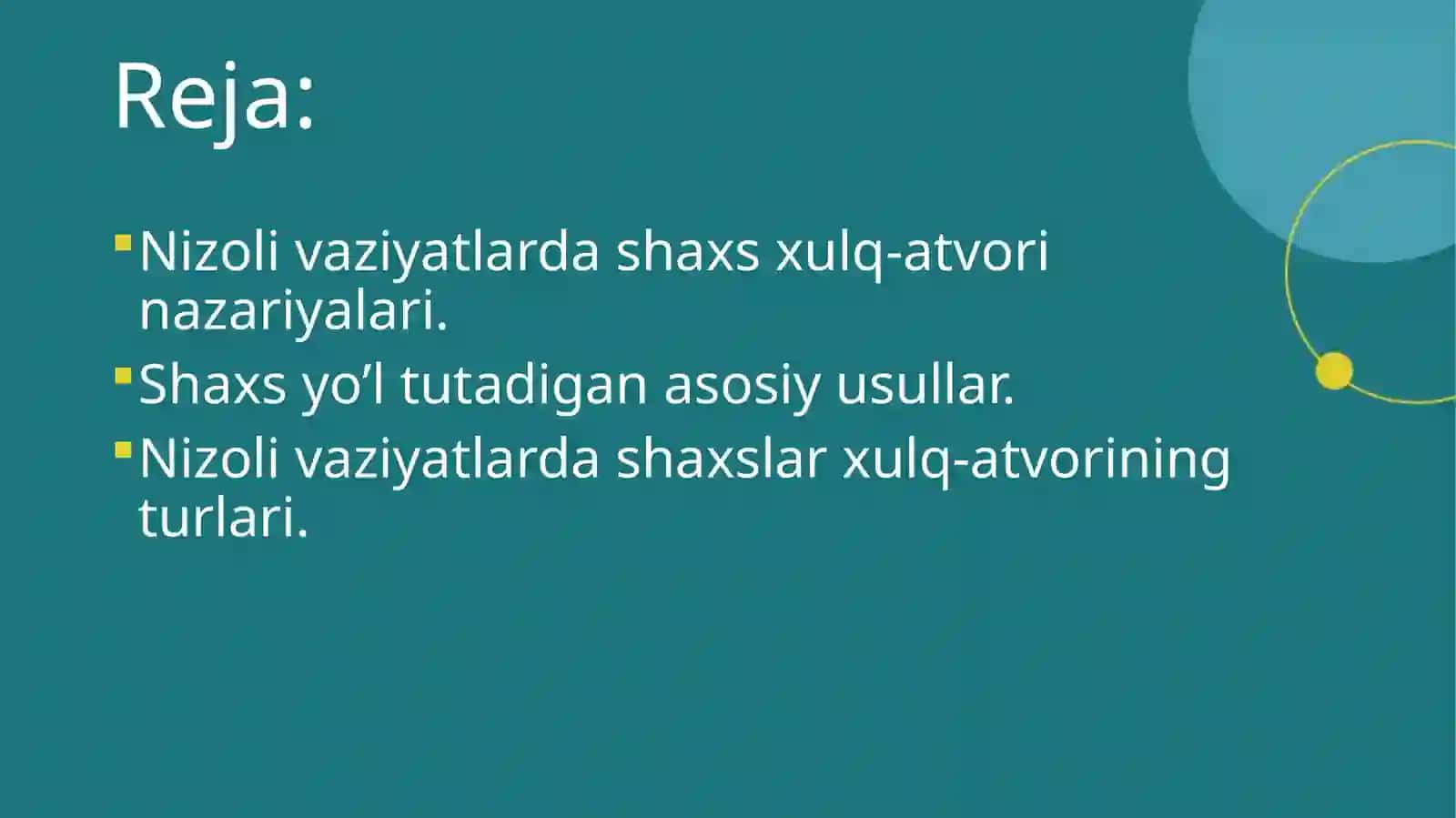 Nizoli vaziyatlarda shaxs xulq atvori nazariyalari 2