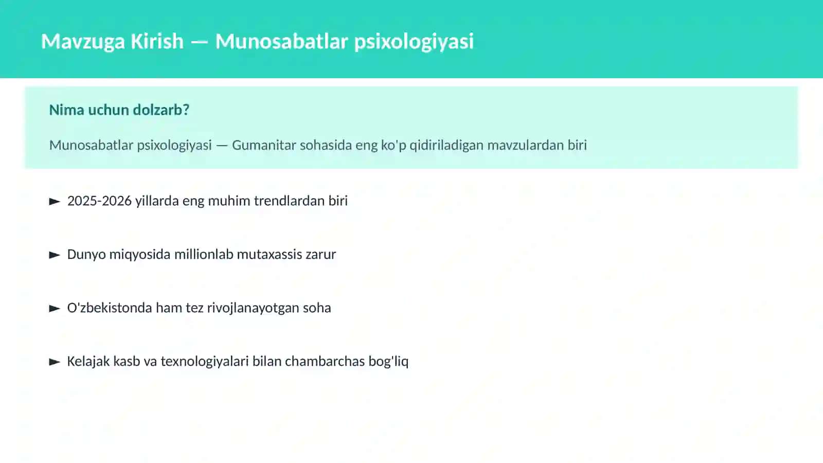 Munosabatlar psixologiyasi 2