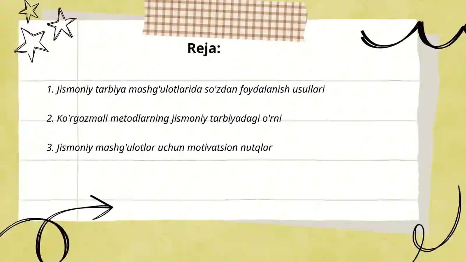 Jismoniy tarbiyaning so‘zdan foydalanish va ko'rgazmali metodlari 2