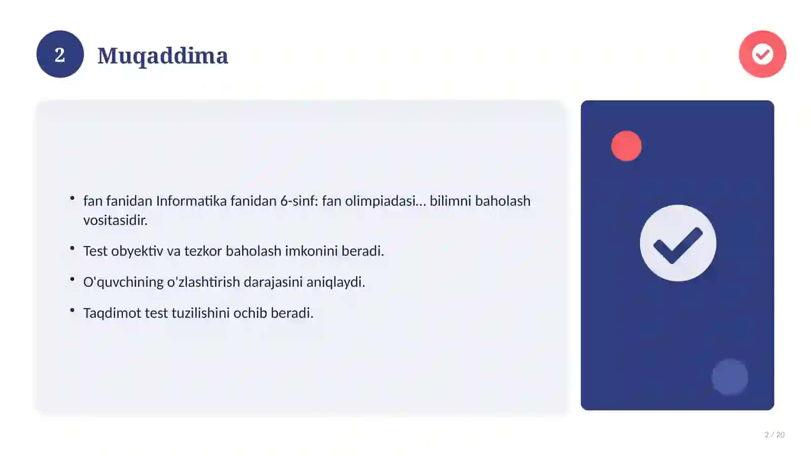 Informatika fanidan 6-sinf: fan olimpiadasi savollari 2