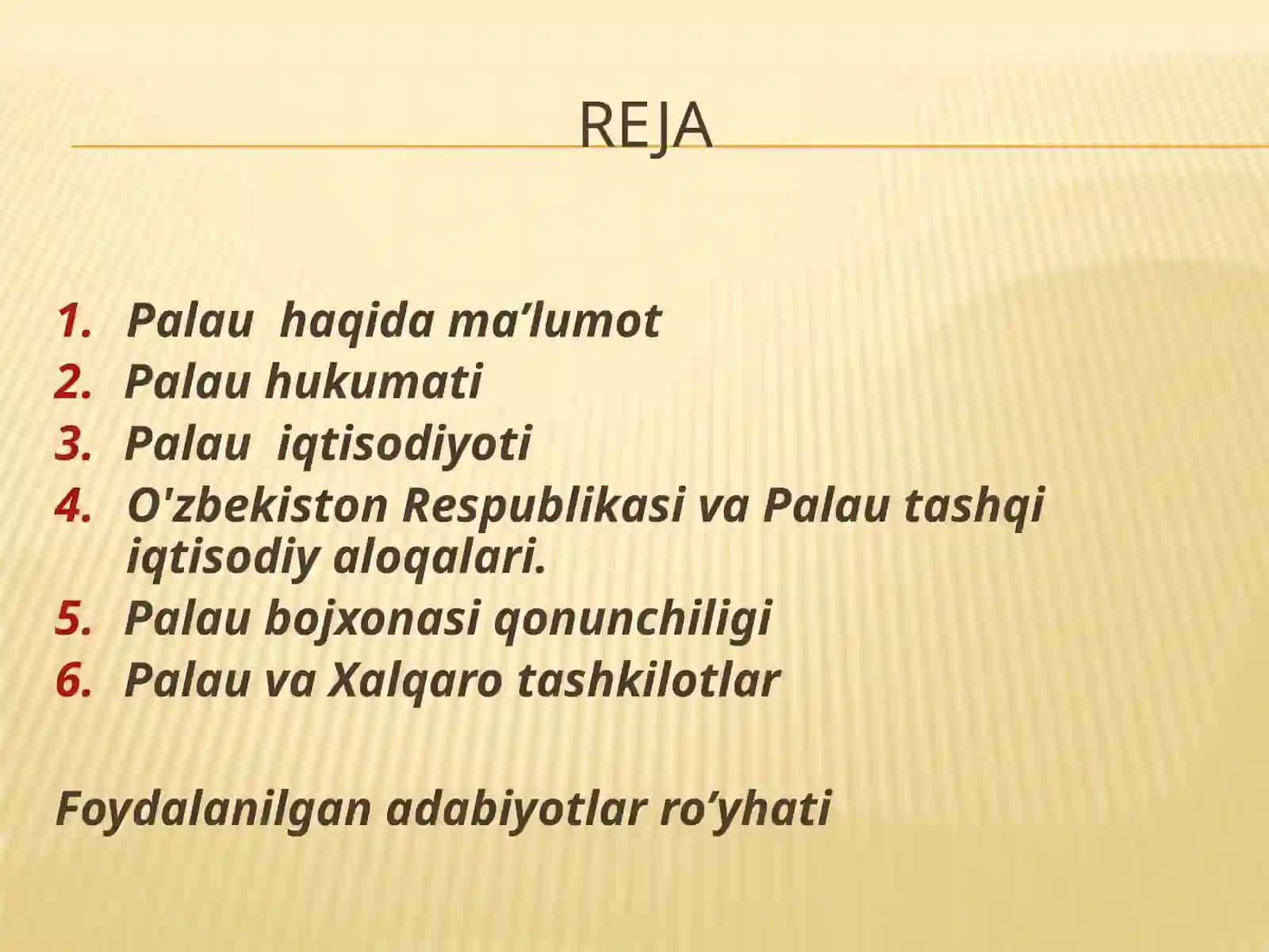 Palau Respublikasi bojxonasining o'sati tahlili 2