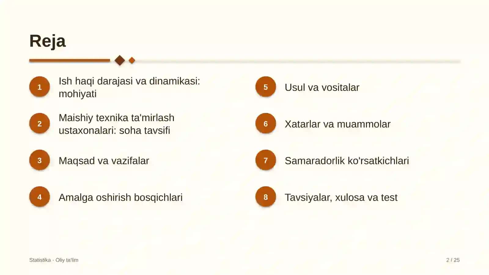 Maishiy texnika ta'mirlash ustaxonalarida ish haqi darajasi va dinamikasi 2