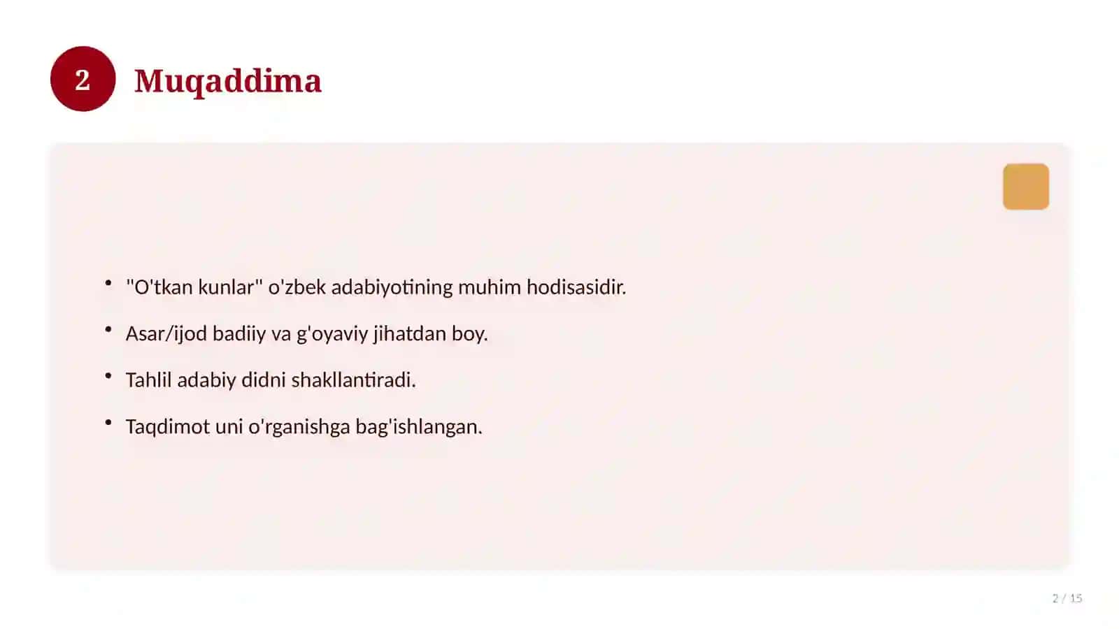 O'tkan kunlar 2