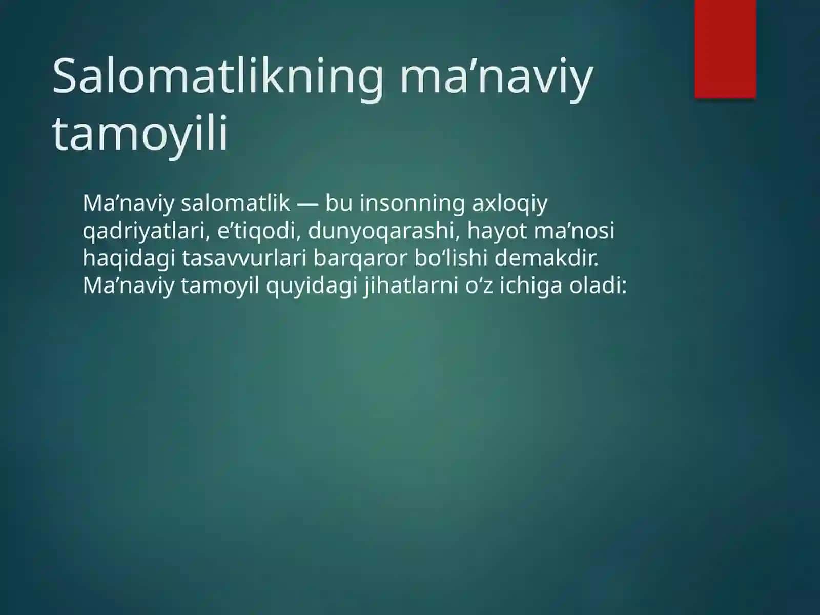 Salomatlikning ma’naviy va ruhiy tamoyillari 2