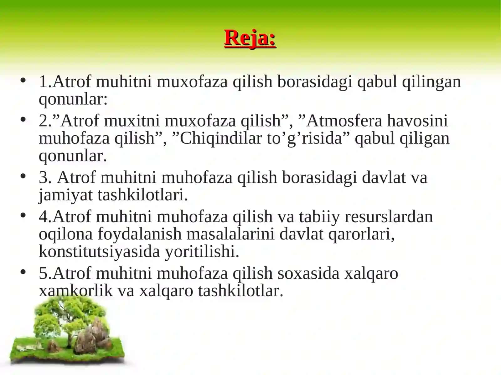 Atrof muhitni muxofaza qilishning huquqiy asoslari 2