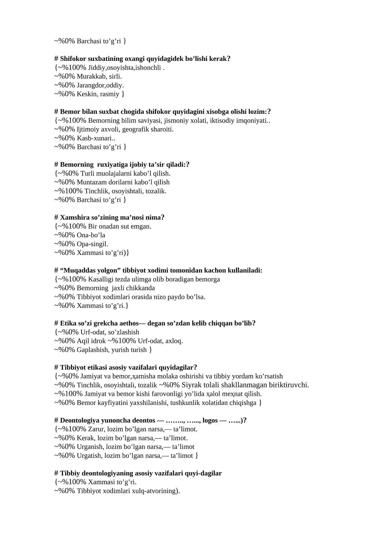 Tibbiyot deontologiyasi xaqida javob 2