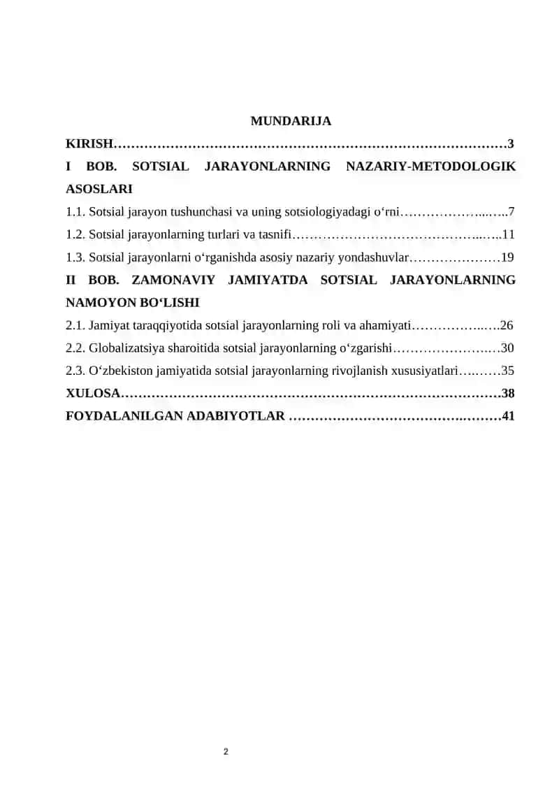 Sotsial jarayonlar kurs ishi 2