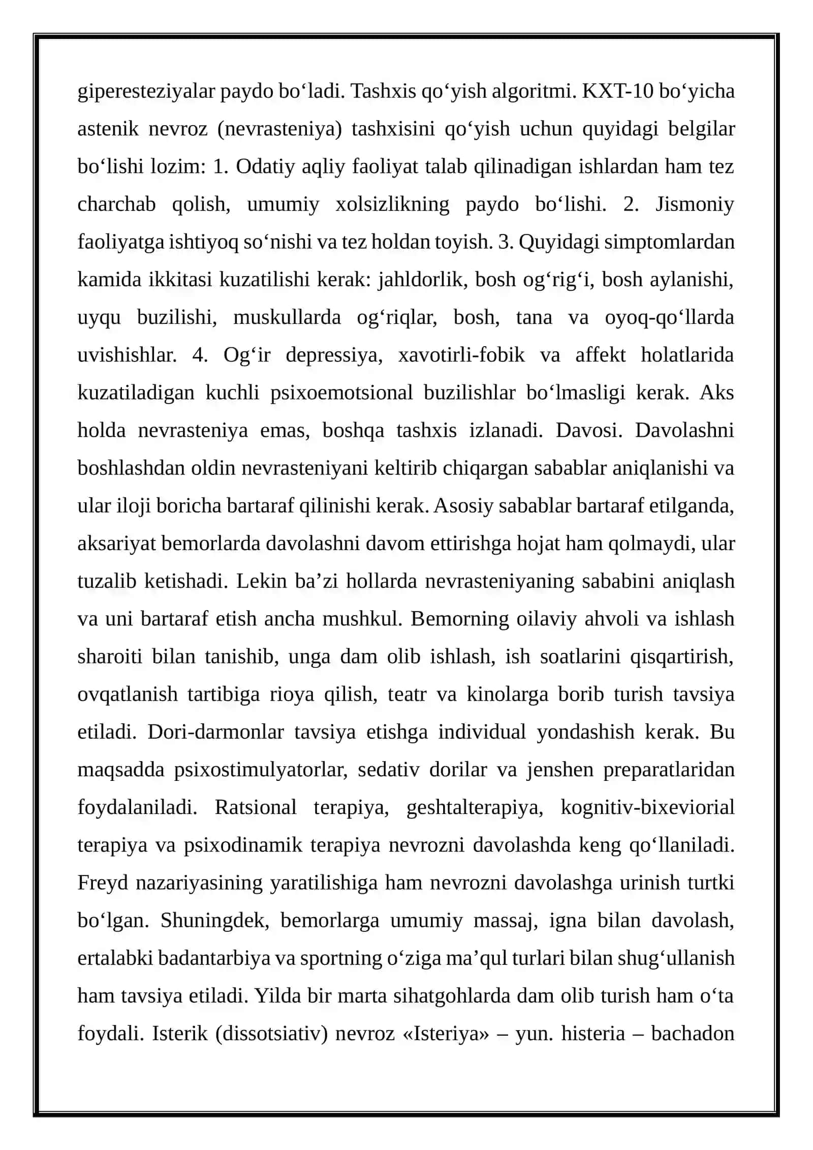 Somatoform buzilishlar tasnifi 2