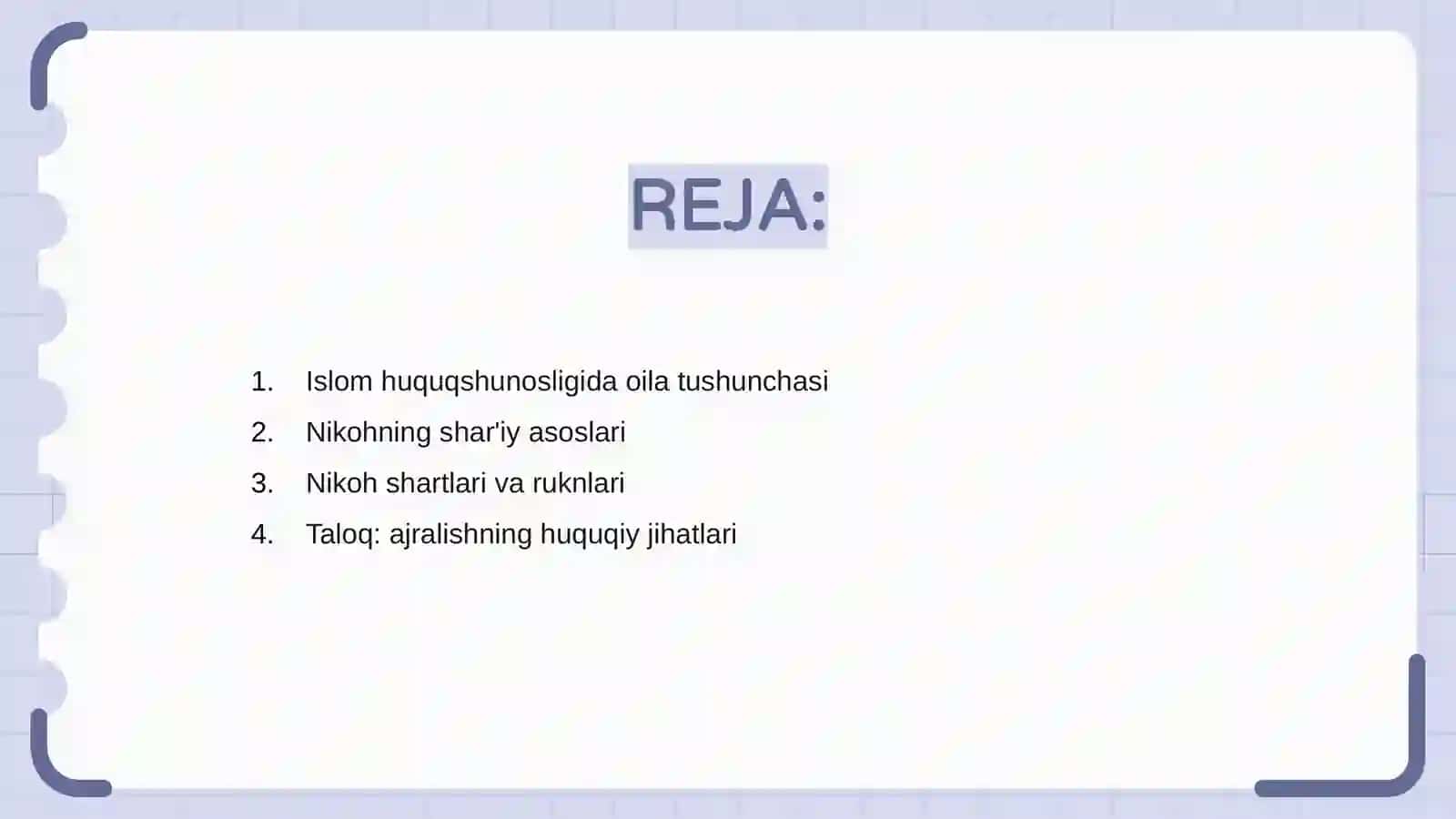 Islom huquqshunosligida oila nikoh taloq idda zihor tushunchalarini tariflash 2
